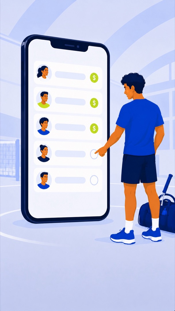 An organiser ticking off which players have paid